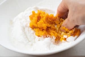 Songpyeon dough made with kabocha