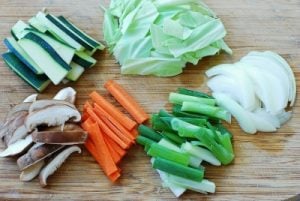 Vegetables for jjamppong (Korean spicy seafood noodle soup)