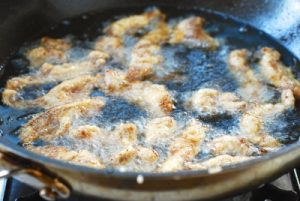 deep frying meat for tangsuyuk