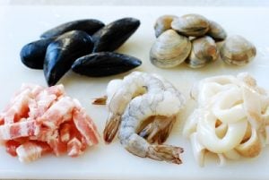 Pork and seafood for jjamppong (Korean spicy seafood noodle soup)