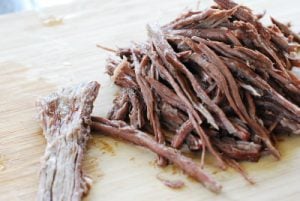 Shredded the boiled beef