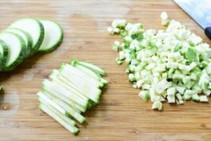 chopped zucchini for Korean mandu