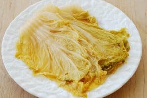 Kimchi rinsed and served as wraps