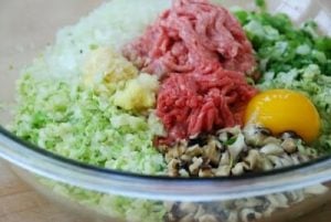 Korean dumpling filling made with pork and beef